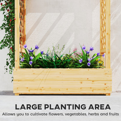 Raised Bed for Garden with Trellis, 110 x 44 x 113 cm, Natural