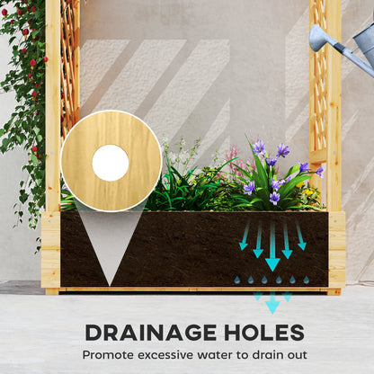 Raised Bed for Garden with Trellis, 110 x 44 x 113 cm, Natural