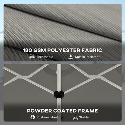 3 m Double-Sided Garden Parasol with Solar Lights, Grey