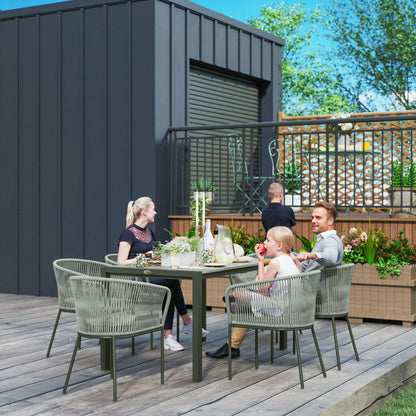 6 Seater Rattan Dining Set with Acacia Wood Table Top Seat Cushions