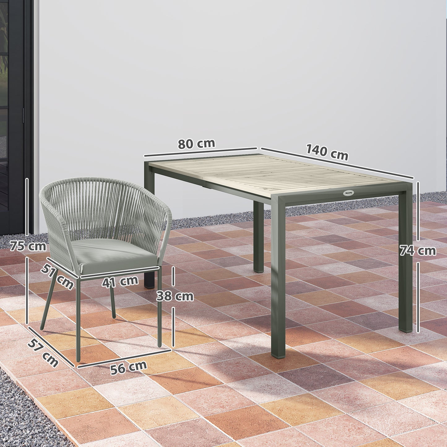 6 Seater Rattan Dining Set with Acacia Wood Table Top Seat Cushions