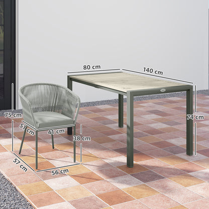 6 Seater Rattan Dining Set with Acacia Wood Table Top Seat Cushions