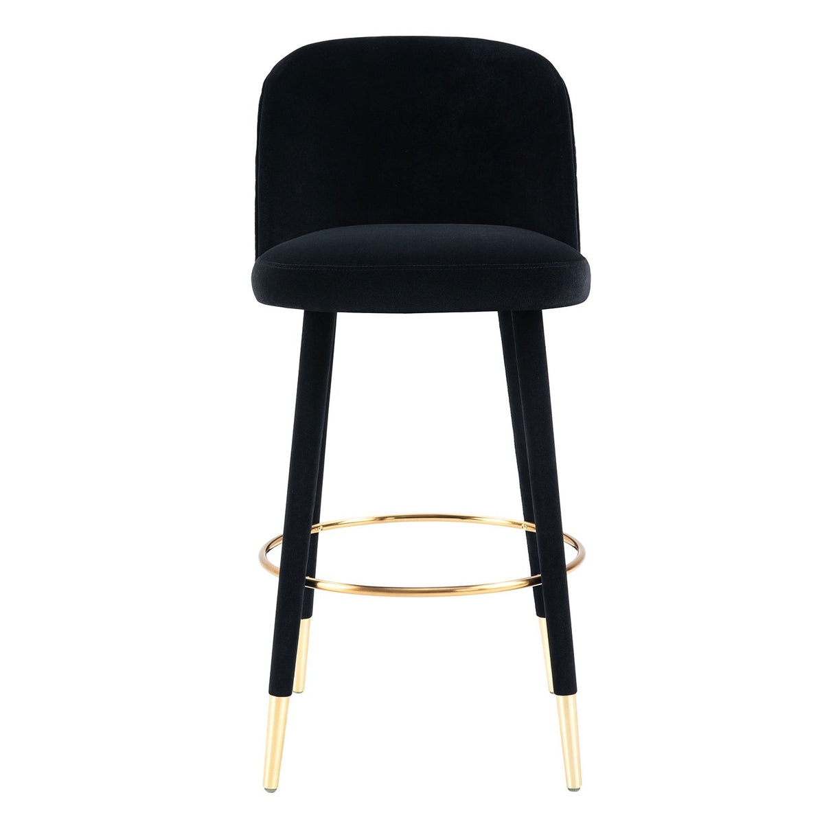 Bellucci Circles Counter Stool - Black - Brass Caps