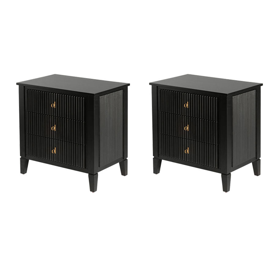 Set of 2 Heidi bedside tables - Black - Brass/Silver