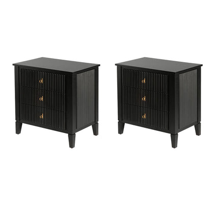 Set of 2 Heidi bedside tables - Black - Brass/Silver