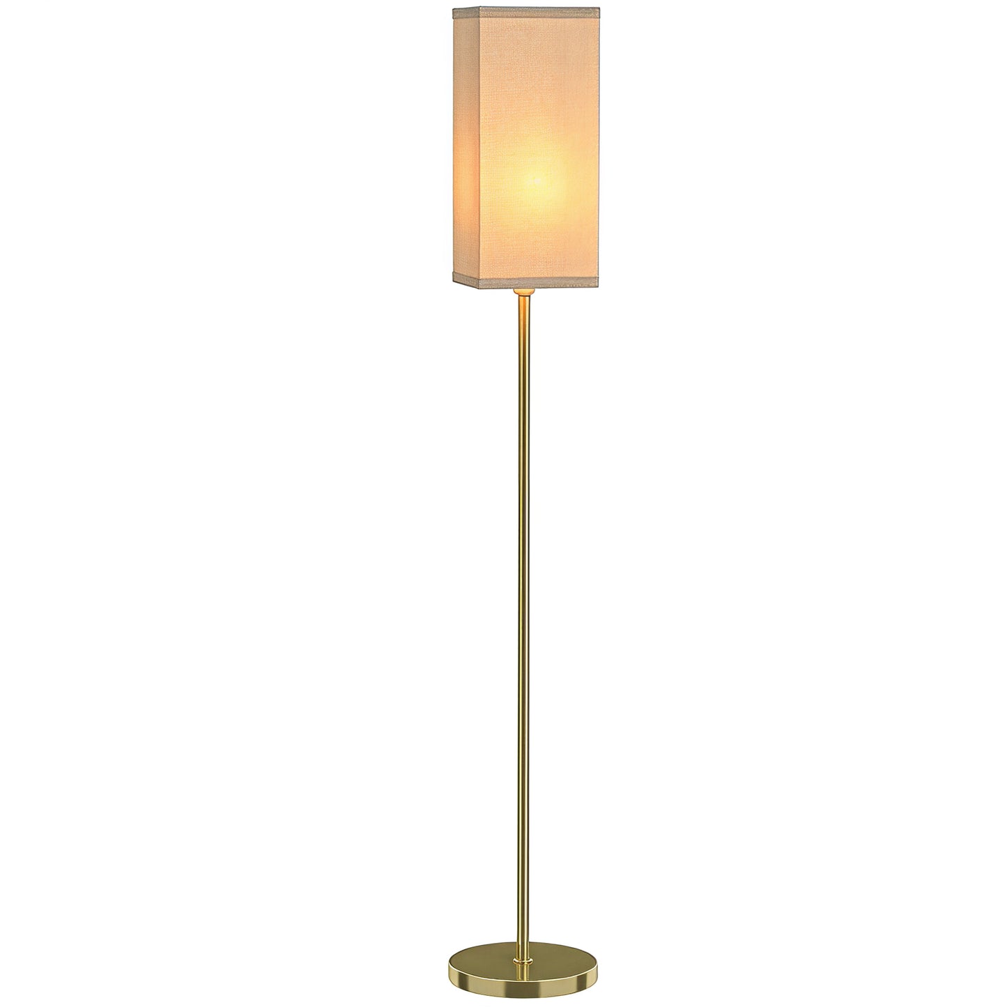 Floor Lamp, Modern Standing Lamp with Linen Shade, Gold Tone