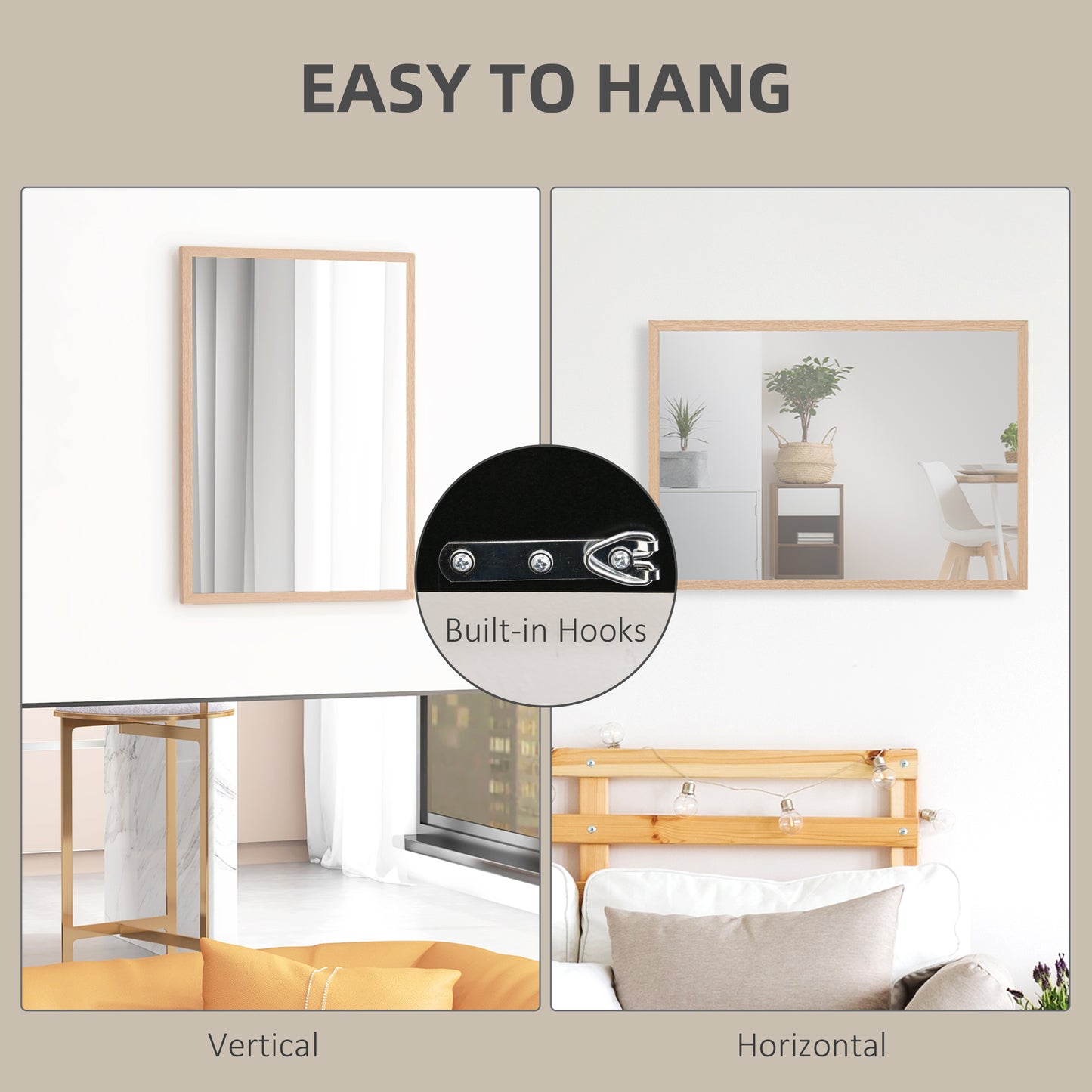 70x50cm Wall Bathroom Mirror for Home Decor, Vanity Mirror