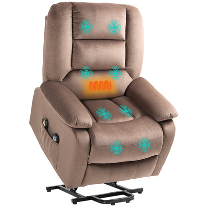 Riser and Recliner Chair Lift Chair with Vibration Massage, Heat, Brown