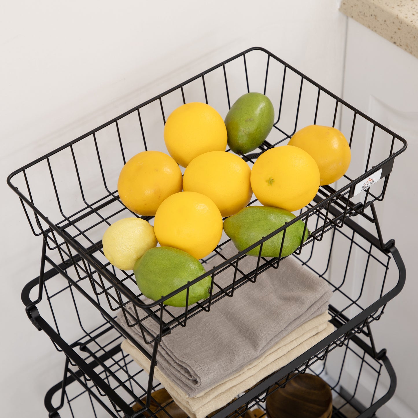 5 Tier Storage Trolley Cart Vegetable Rack with Wheels for Kitchen