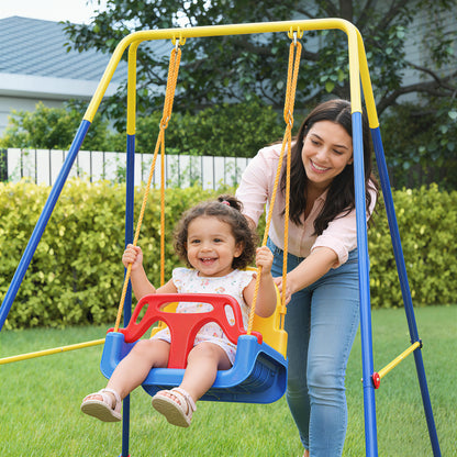 3 in 1 Toddler Swing Set, Folding Child Swing Set for Kids, Blue