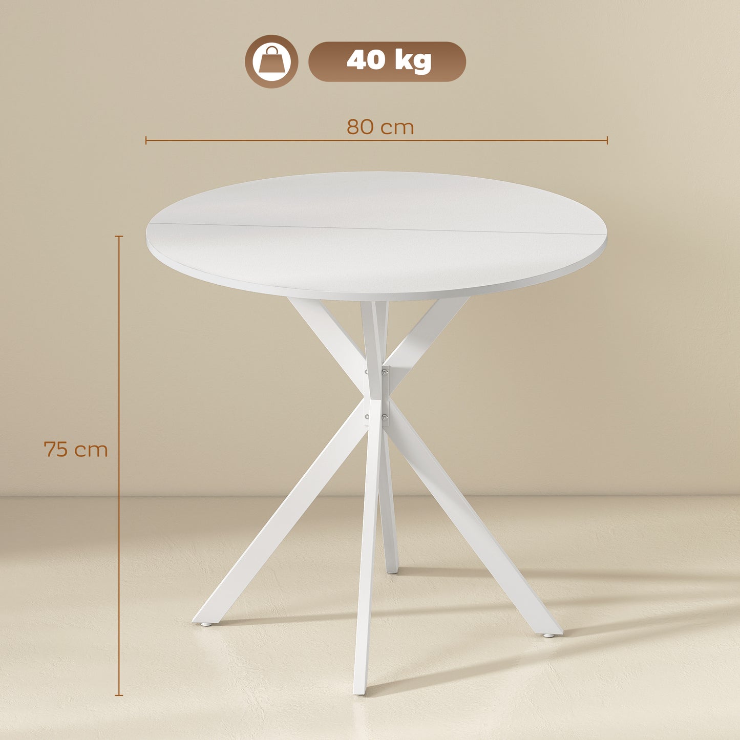 80cm Round Dining Table, Industrial Kitchen Table with Steel Legs