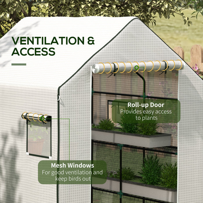 Greenhouse Cover Replacement Walk-in PE Hot House Cover with Roll-up Door and Windows, 140 x 143 x 190cm, White