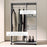 Rolling Open Wardrobe Hanging Rail Storage Shelves for Clothes, Grey