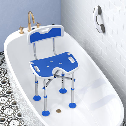 Shower Chair with U-Shaped Cutout, Height Adjustable Shower Chair