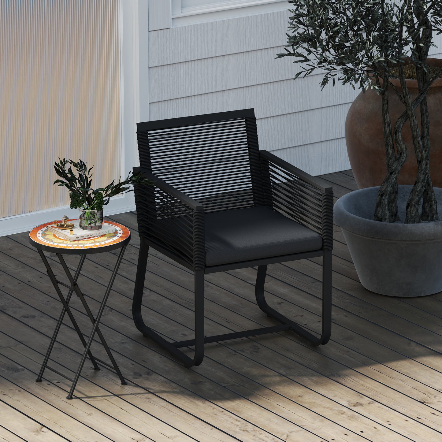 Mosaic Garden Table, 35.5cm Folding Coffee Table, Orange