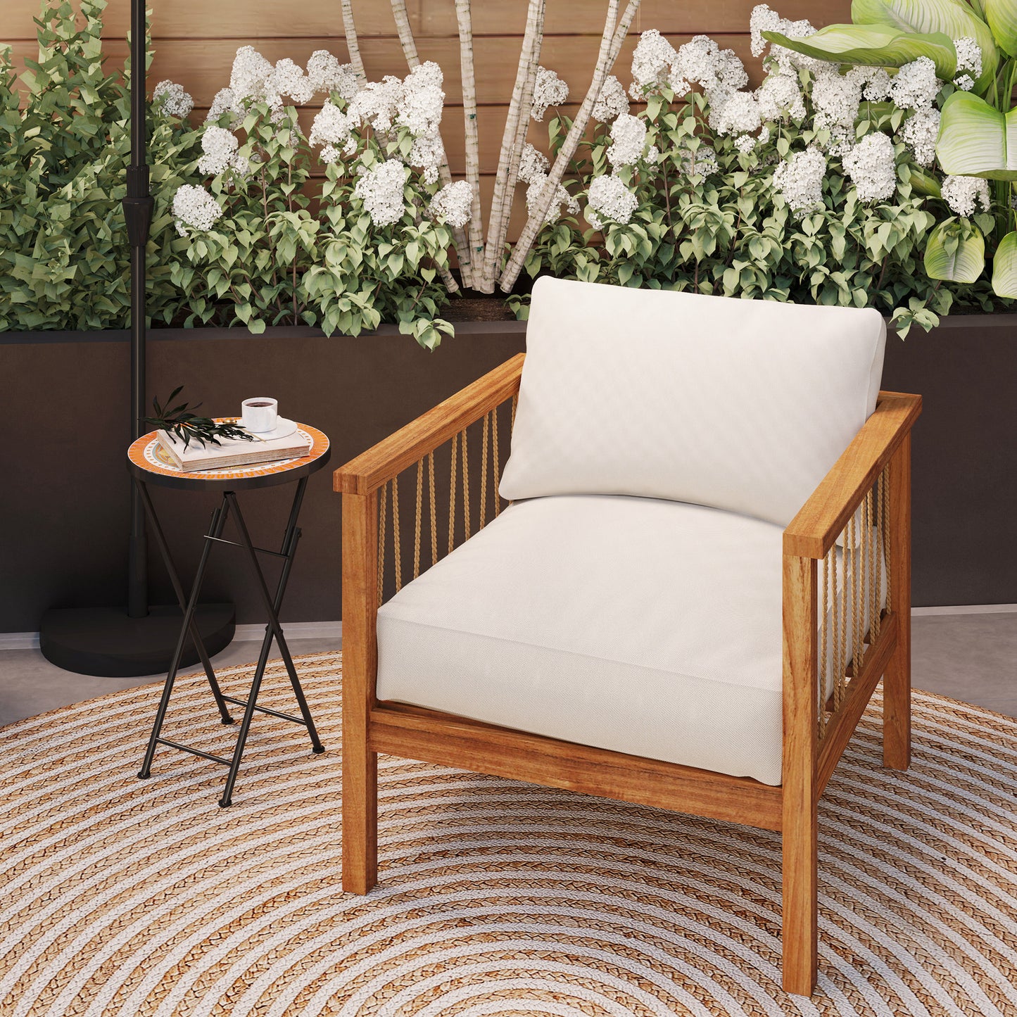 Mosaic Garden Table, 35.5cm Folding Coffee Table, Orange