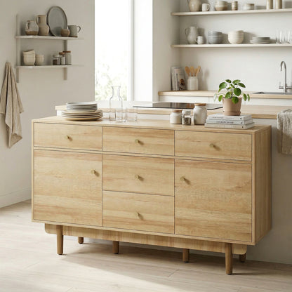 Sideboard Soft Close Doors Wood Legs Walnut