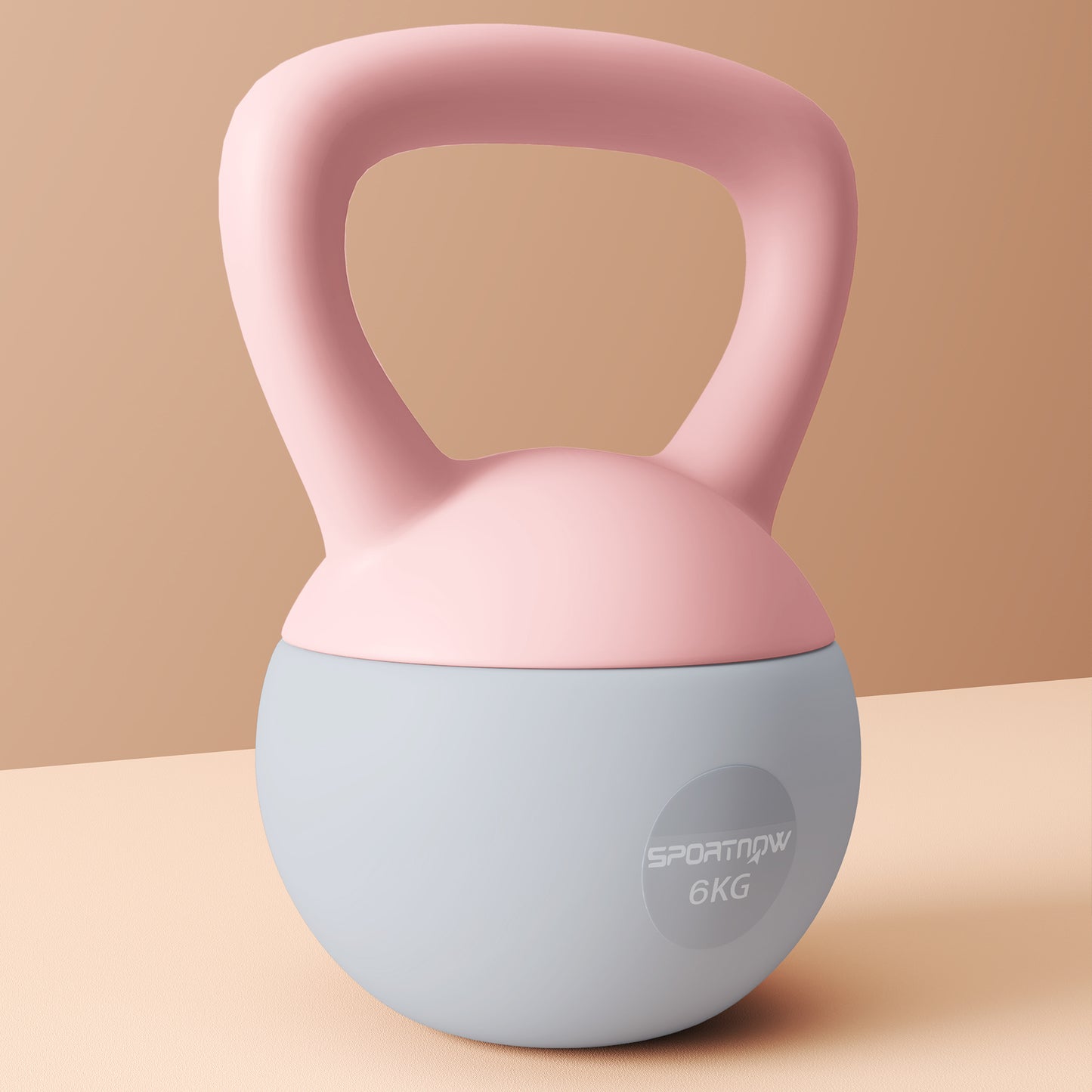 6KG Kettlebell with Soft Body and Non-Slip Handle, Pink and Grey