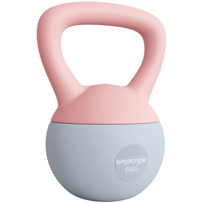 6KG Kettlebell with Soft Body and Non-Slip Handle, Pink and Grey
