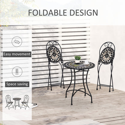 3 PCs Garden Bistro Set W/ Balcony Table and Chairs Metal Frame