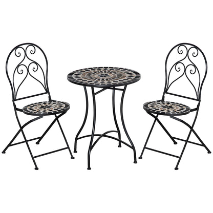 3 PCs Garden Bistro Set W/ Balcony Table and Chairs Metal Frame