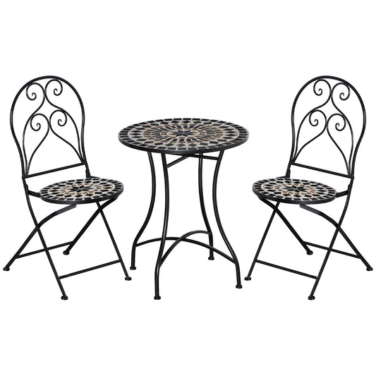 3 PCs Garden Bistro Set W/ Balcony Table and Chairs Metal Frame