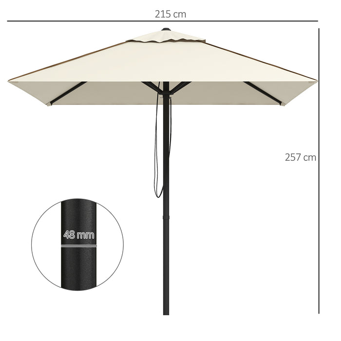 Patio Parasol Umbrella with Vent, Garden Market Table Umbrella Sun Shade Canopy with Piping Side, Beige