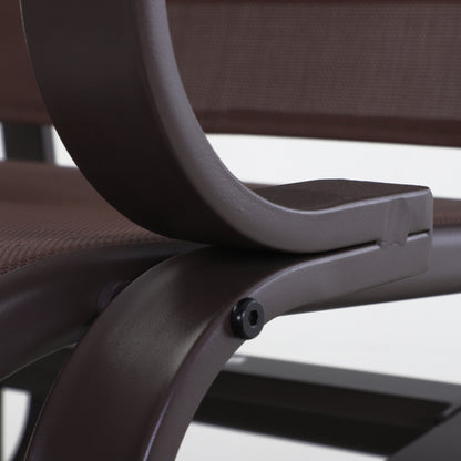 Outdoor Gliding Rocking Chair with Sturdy Metal Frame Garden Comfortable Swing Chair for Patio, Backyard and Poolside, Brown