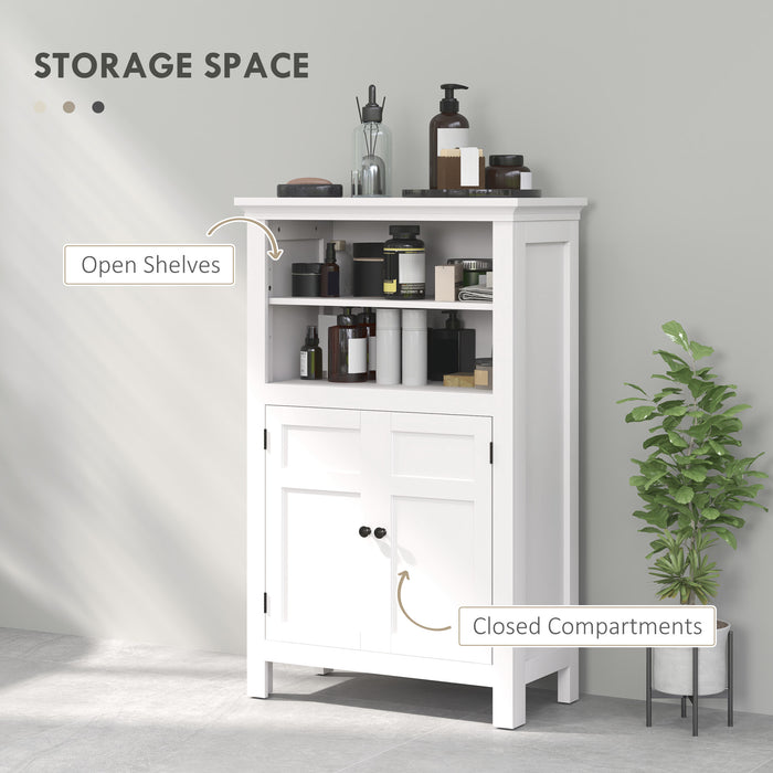 Modern Bathroom Storage Cabinet with Open Shelves, White