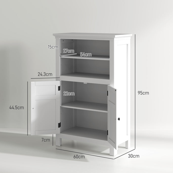 Modern Bathroom Storage Cabinet with Open Shelves, White