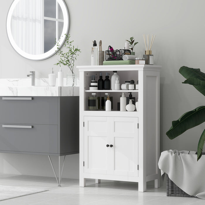 Modern Bathroom Storage Cabinet with Open Shelves, White