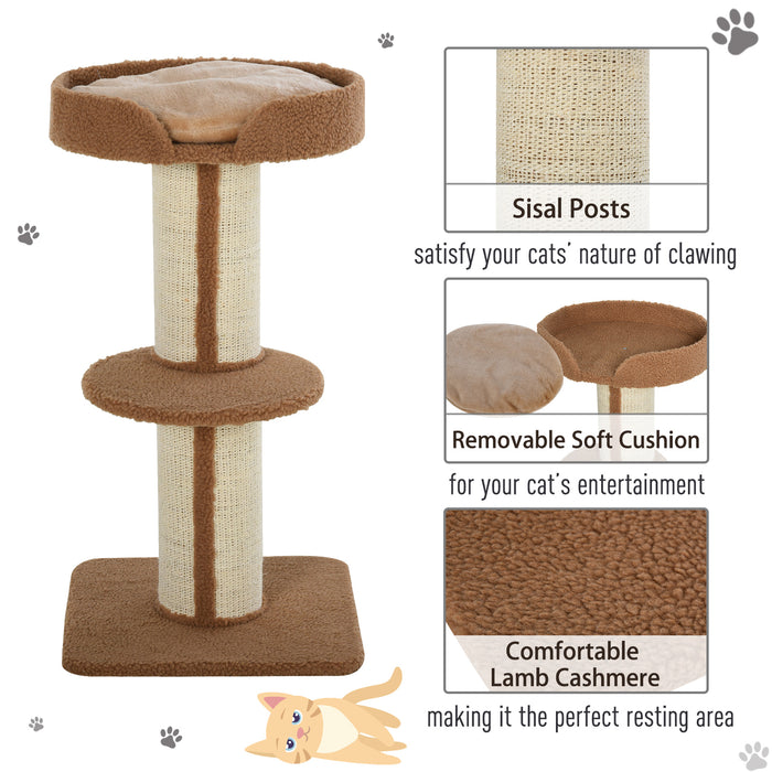 91cm Cat Tree Kitten Activity Center Play Tower Perches Sisal Scratching Post Lamb Cashmere Brown