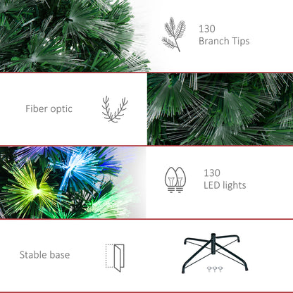 4ft Pre-Lit Fibre Optic Christmas Tree with 130 Multicolour LEDs