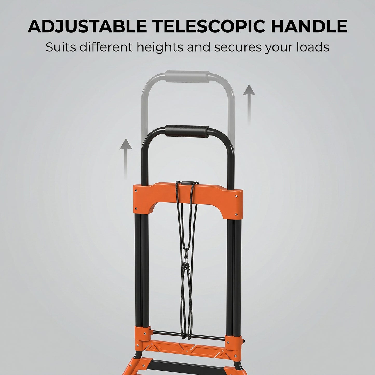 Heavy Duty Foldable Trolley on Wheels, Black and Orange
