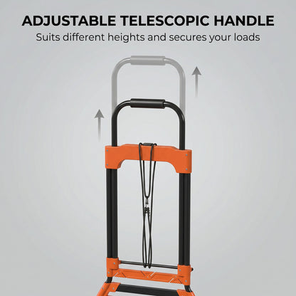 Heavy Duty Foldable Trolley on Wheels, Black and Orange