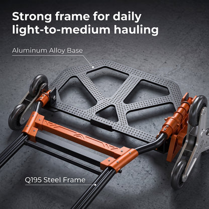 Heavy Duty Foldable Trolley on Wheels, Black and Orange