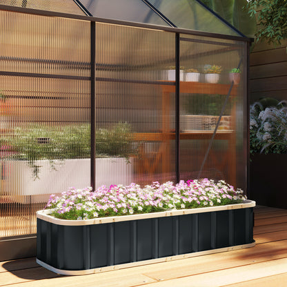 Galvanised Raised Garden Bed with Gloves, Dark Grey