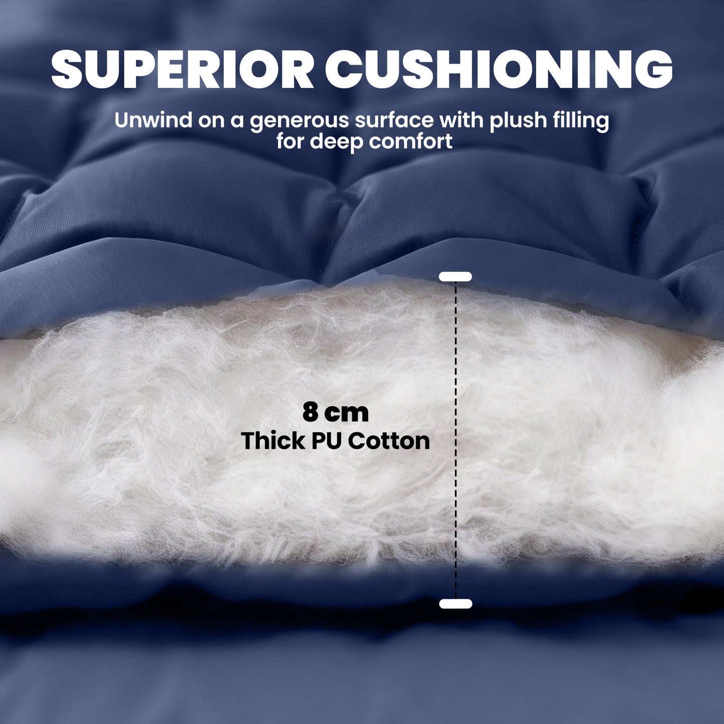 Sleeping Mat, Foldable Camping Pad with Elastic Straps Dark Blue