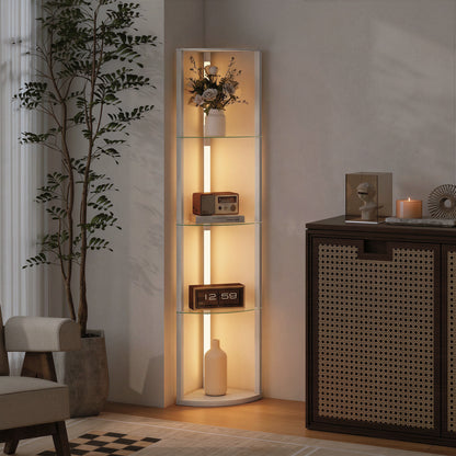 LED Floor Lamp with Shelves, Dimmable Standing Lamp with Foot Switch