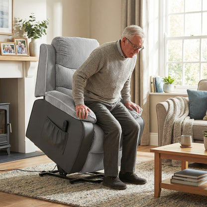 Power Lift Riser Recliner Chair with High Back, Remote, Light Grey