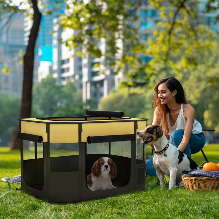 Portable Dog Pen for Puppies, Rabbits, Kittens, Guinea Pigs - Yellow