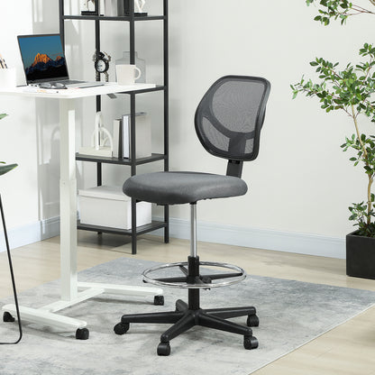 Swivel Mesh Office Chair w/ Adjustable Footrest Ring, Charcoal Grey