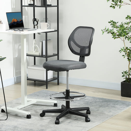 Swivel Mesh Office Chair w/ Adjustable Footrest Ring, Charcoal Grey