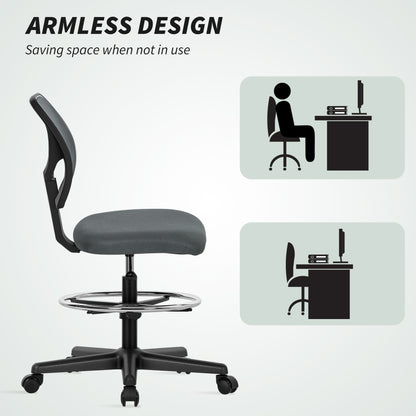 Swivel Mesh Office Chair w/ Adjustable Footrest Ring, Charcoal Grey