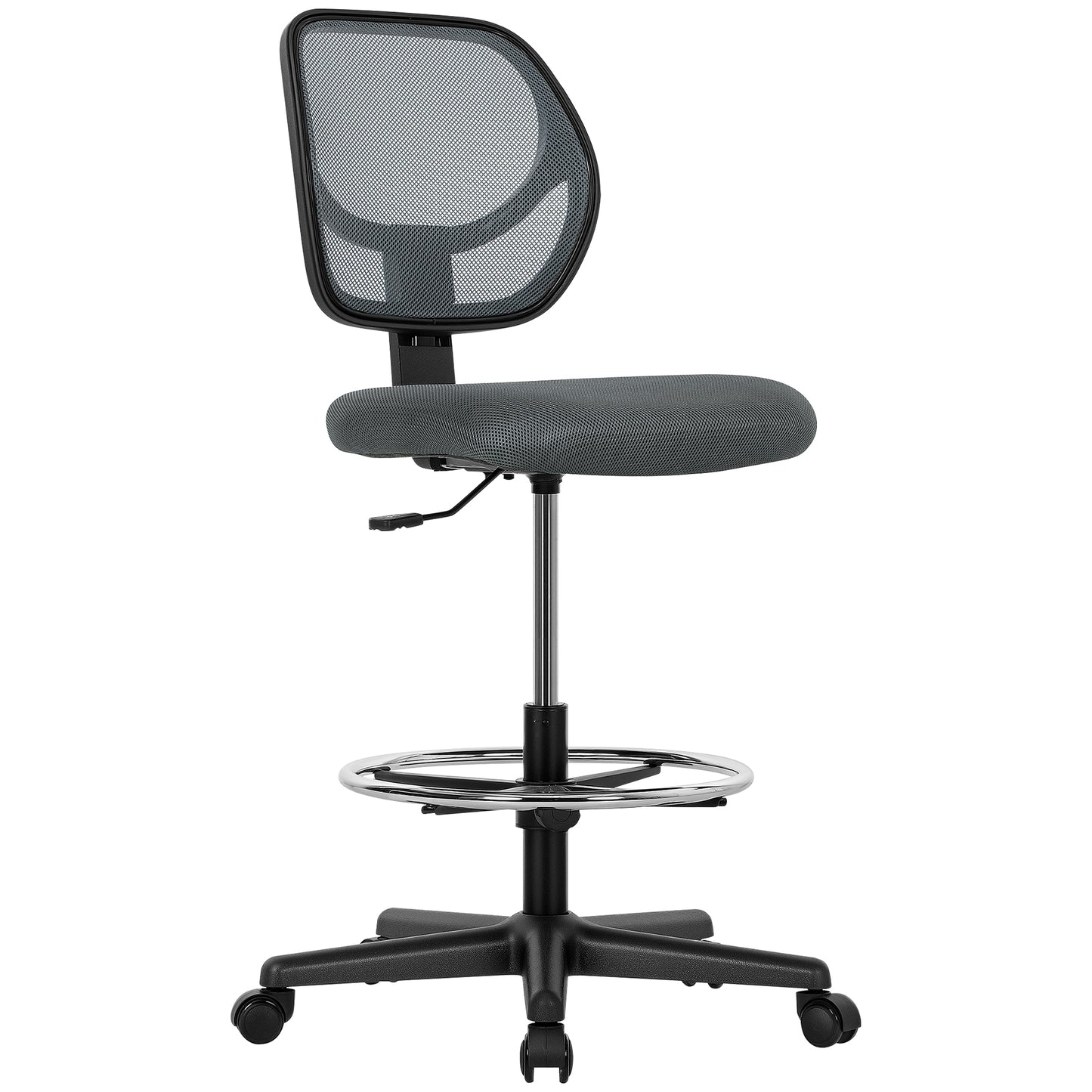 Swivel Mesh Office Chair w/ Adjustable Footrest Ring, Charcoal Grey