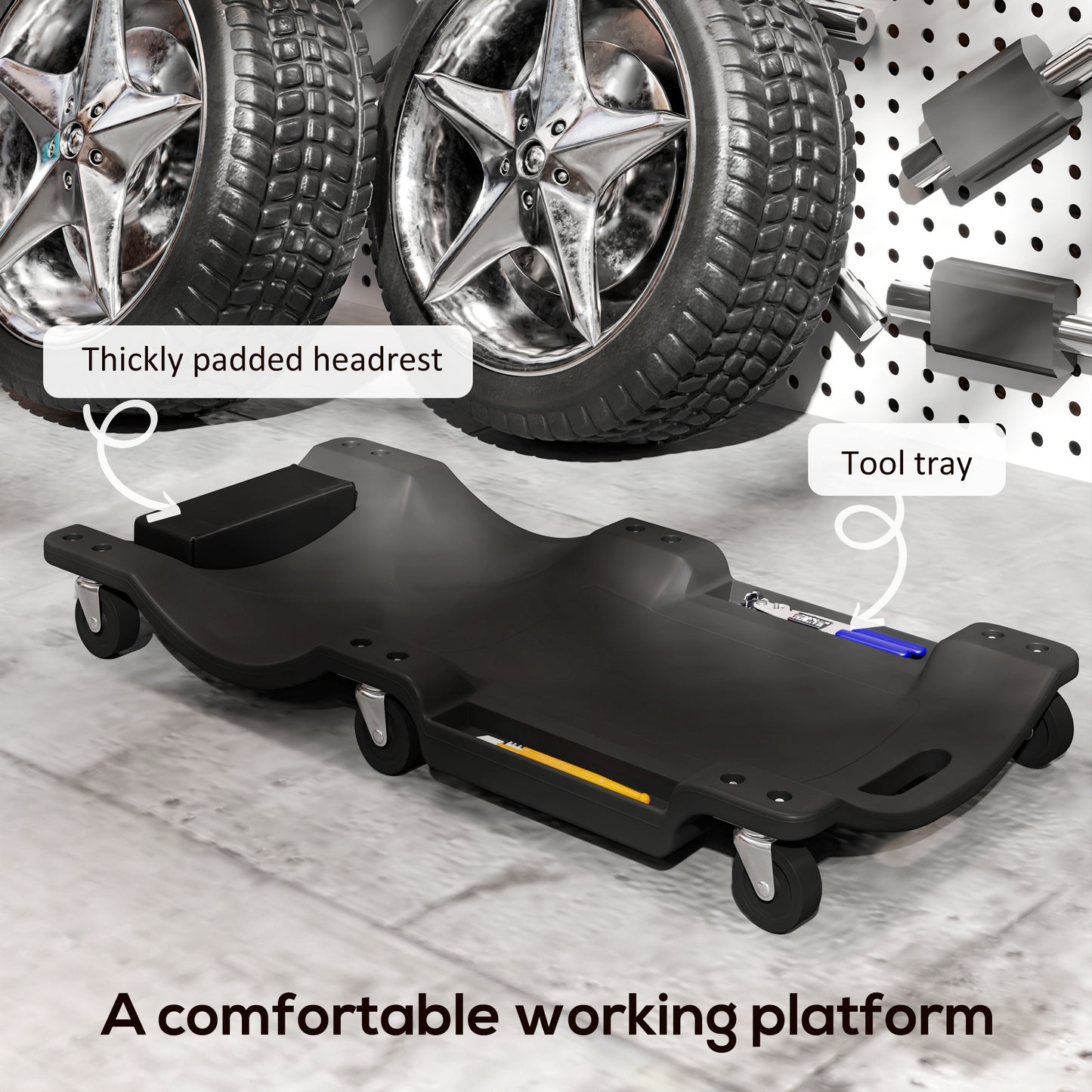 Mechanic Vehicle Creeper Rolling Moulded Workshop Garage Assistance