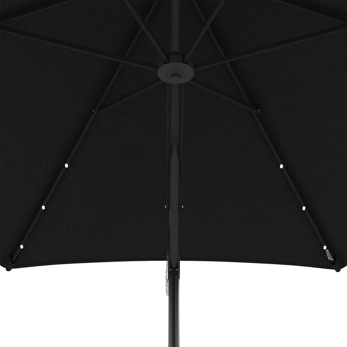 3(m) Garden Parasol Cantilever Umbrella with Solar LED, Cross Base and Waterproof Cover, Black