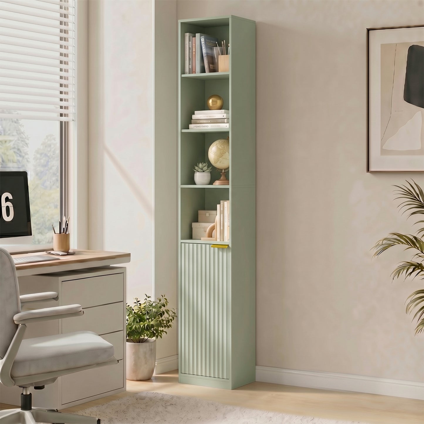 Bookcase Adjustable Shelf 6-Tier Light Green