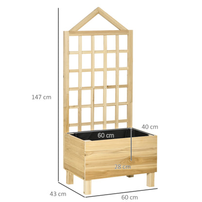 Wooden Garden Planters with Trellis for Vine Climbing Plants, Natural