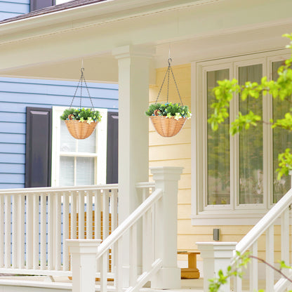 Artificial Flowers in Basket Set of 2 with PE Leaves and 18 Flowers